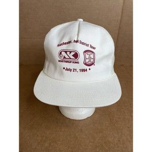 Vintage Northrop King SnapBack Trucker Hat, White, Mesh, Logo 1994, USA